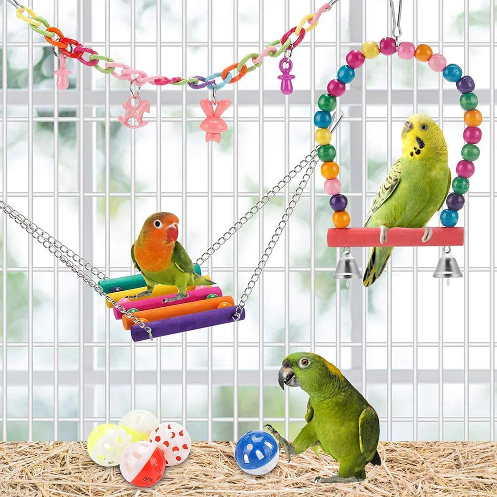 11 jouets d’oiseaux en bois