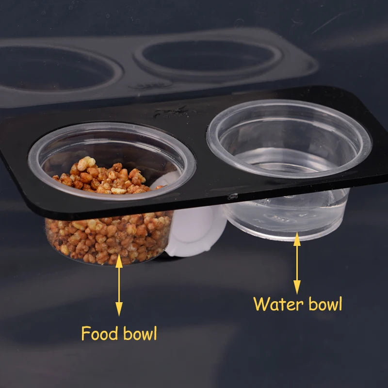 Reptile Feeder with Suction Cup Reptile Feeders Feeding Bowls Food Container with Bowl for Reptile Food and Water Feeding