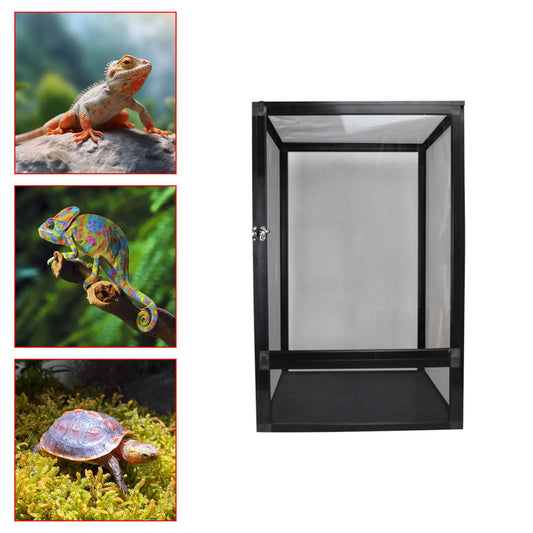 Reptile Terrarium Pet Enclosure Front Door Dismantling Reptile Cage Interaction Tank for Snake Gecko Chameleons Bearded Dragons