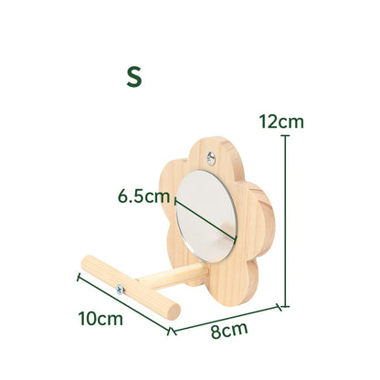 Bird Mirror Wooden Interactive Play Toy With Perch For Small Parrot Budgies Parakeet Cockatiel Conure Lovebird Cage Accessories