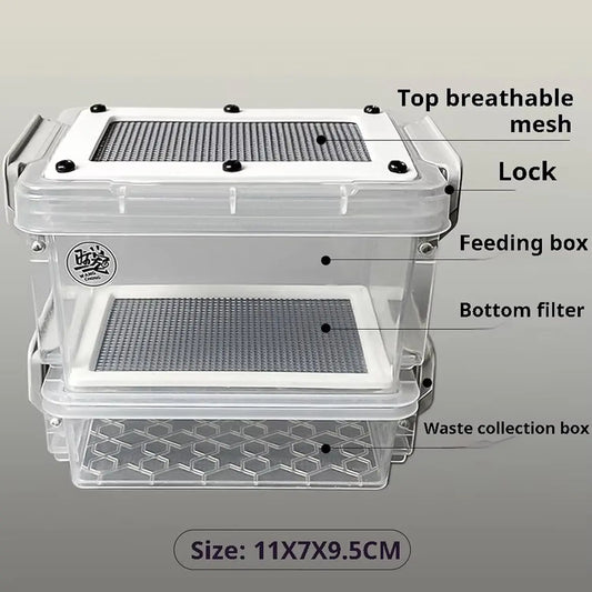 Reptile Feeding Box Transparentk Acrylic Reptile Feeder Food Storage for Lizards Chameleons Mealworms Crickets Dubia Cockroaches
