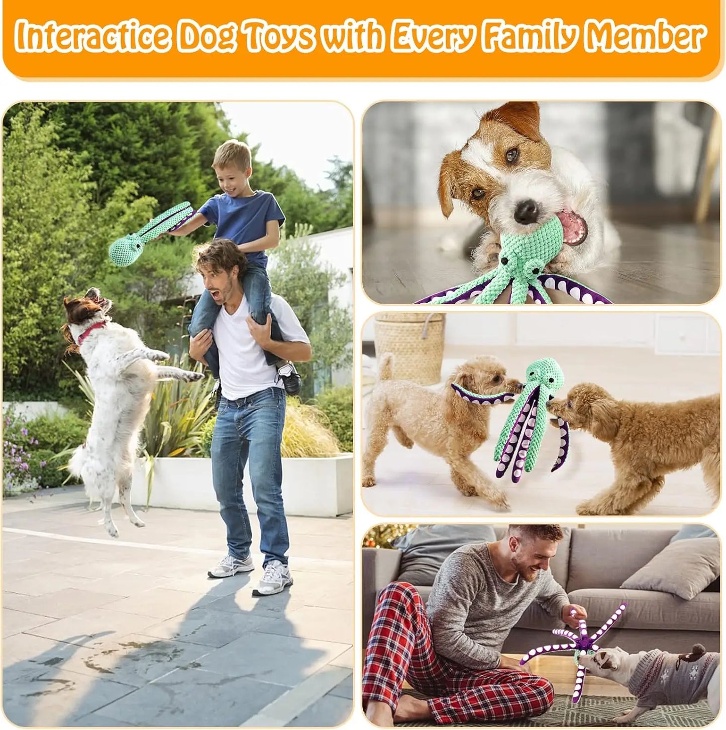 Peluche pieuvre jouet pour chiens