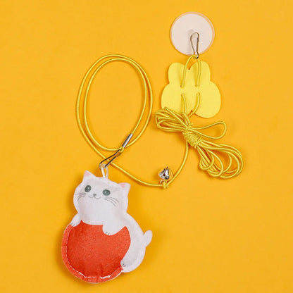 Jouet interactif pour chats suspendu avec plumes et balles en polyester