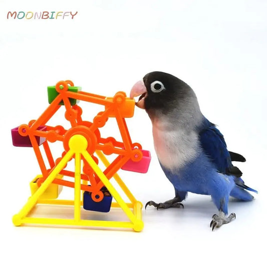 Bird Foraging Toys Creative Parrot Feeder Rotate Training Toys Intelligence Growth Cage Colorful Pecking Windmill Toy