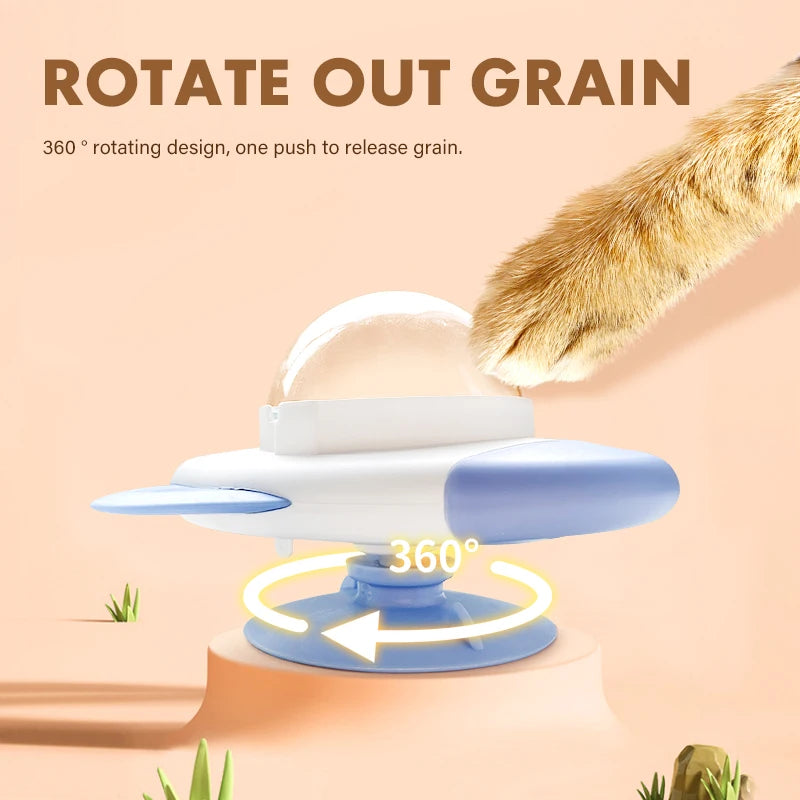 Jouet interactif en forme de fusée rotatif pour chats