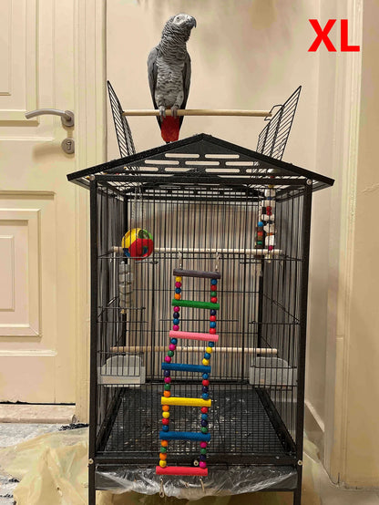 Colorful Wooden Bird Ladder & Swing - Perfect Habitat For Small Parrots