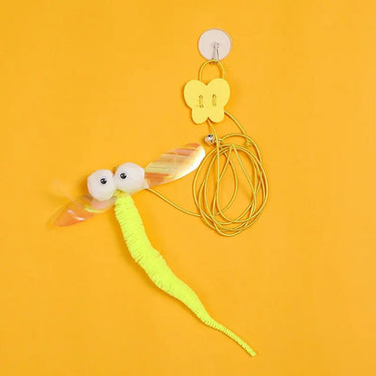 Jouet interactif pour chats suspendu avec plumes et balles en polyester