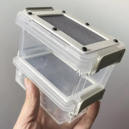 Reptile Feeding Box Transparentk Acrylic Reptile Feeder Food Storage for Lizards Chameleons Mealworms Crickets Dubia Cockroaches