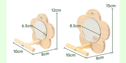 Bird Mirror Wooden Interactive Play Toy With Perch For Small Parrot Budgies Parakeet Cockatiel Conure Lovebird Cage Accessories